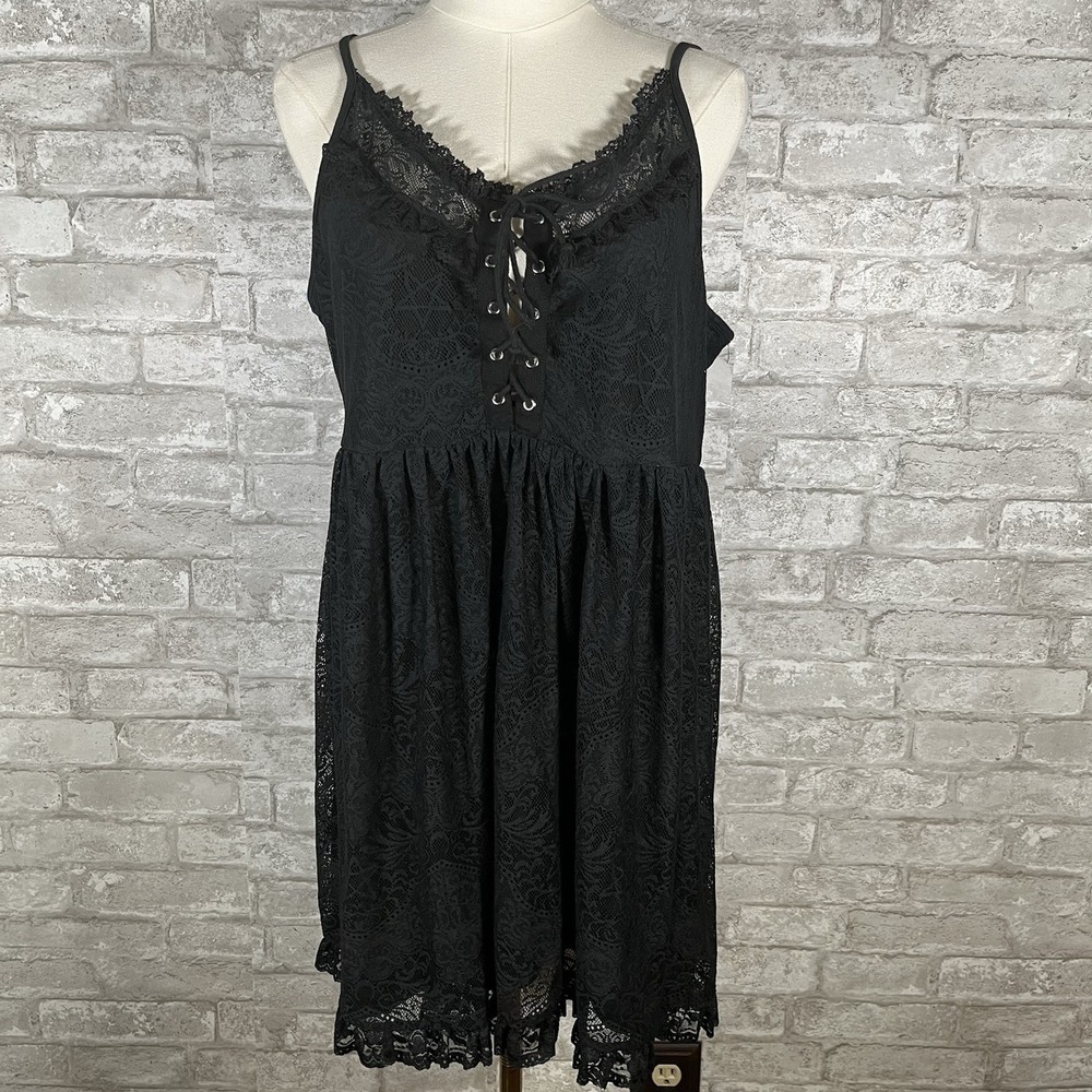 Killstar Ashburys Angel Black Lace Dress Size XXL Goth Witchy